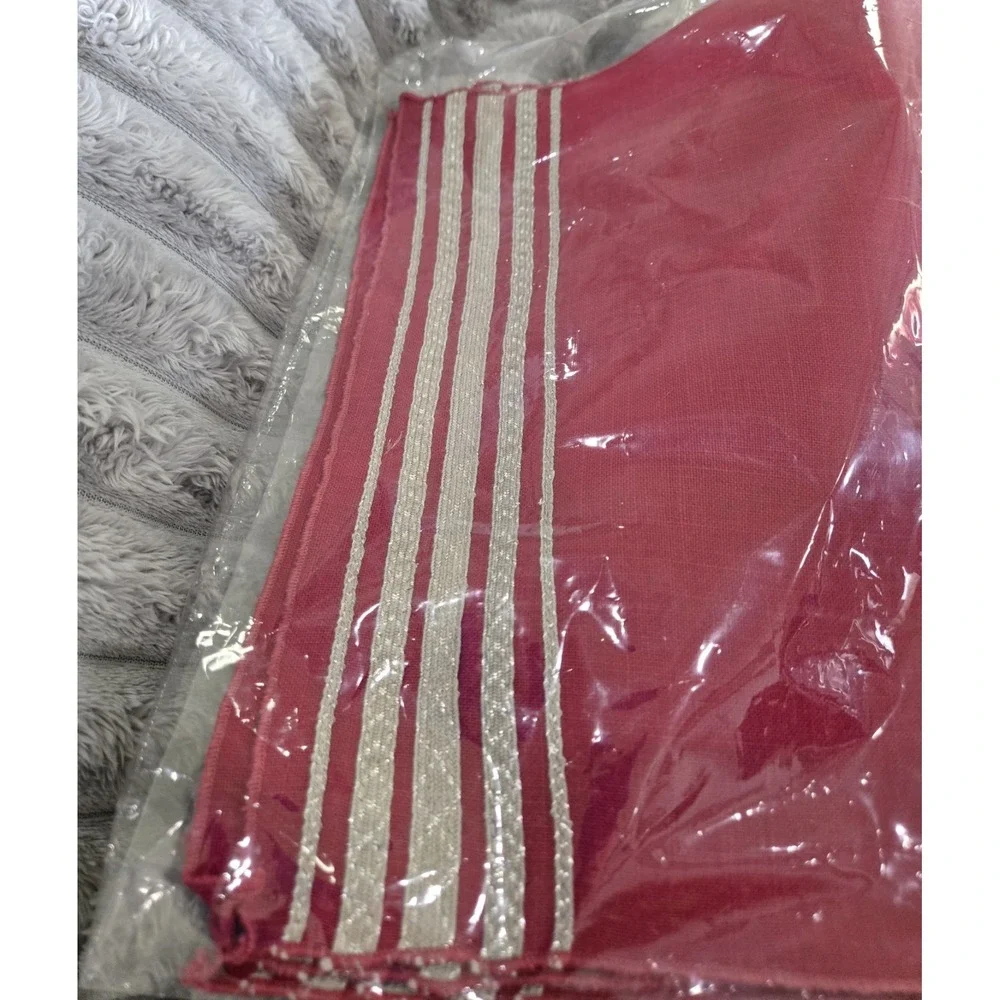 NEW Orem Maroon Placemats With Metallic Silvers Stripes Vintage Set of Four